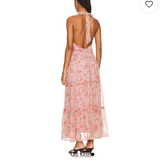 ASTR The Label Jaidee Pink Floral Tiered Halter Maxi Dress | S - Picture 7 of 10